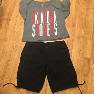 Black Cargo shorts w/ six velcro pockets/